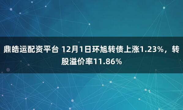 鼎皓运配资平台 12月1日环旭转债上涨1.23%，转股溢价率11.86%